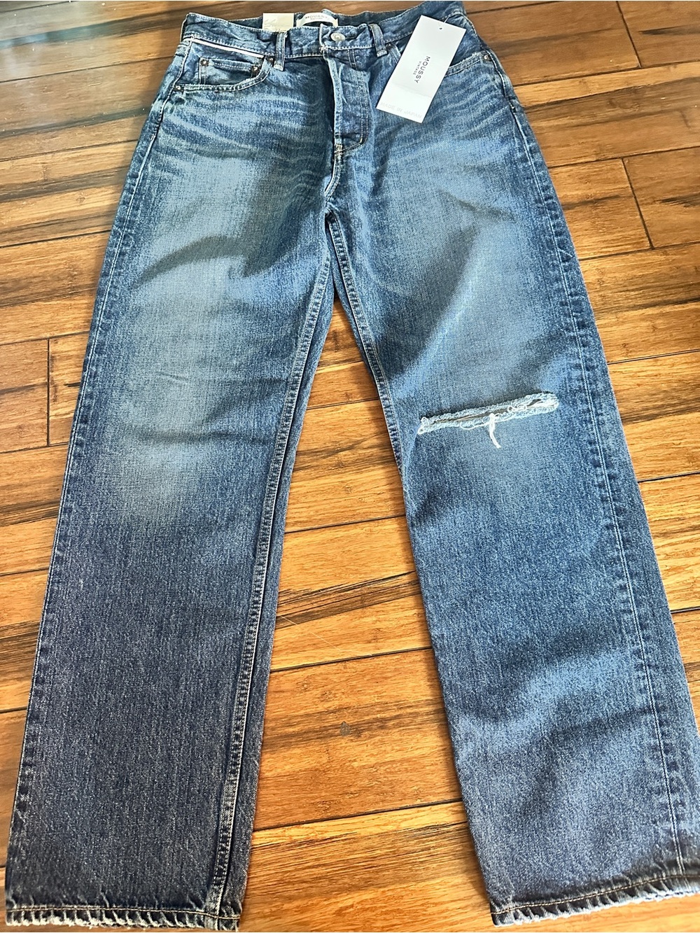 Moussy Vintage Widstoe Wide Straight Distressed Denim Jeans NWT Size 27 Women's - Picture 3 of 8